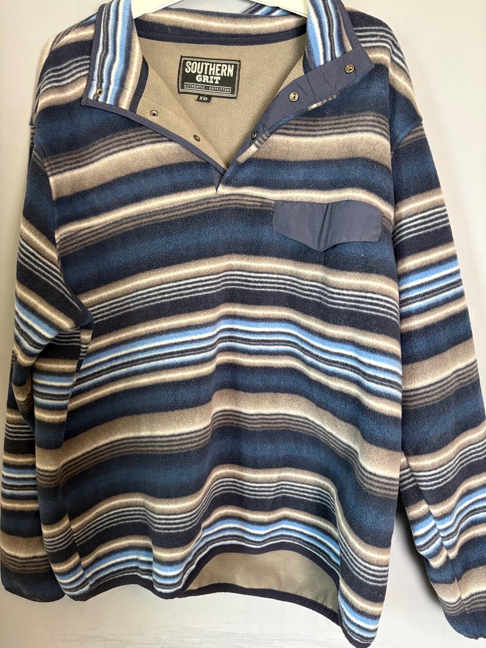 Southern Grit Aztec Fleece Pullover Men’s 2XL Gray White Snap Collar
